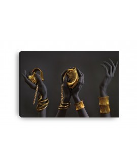Obraz na płótnie canvas duży 120x80 black hands czarne dłonie złote bransoletki studiograf