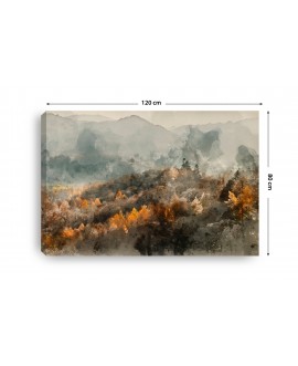 Obraz na płótnie canvas duży 120x80 las akwarele ogniste drzewa pomarańczowy las studiograf