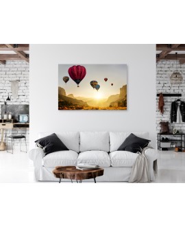 Obraz na płótnie canvas duży 120x80 kolorowe balony nad kanionem zachód słońca studiograf
