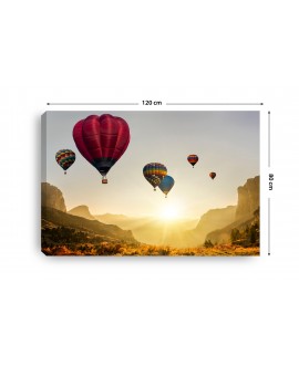 Obraz na płótnie canvas duży 120x80 kolorowe balony nad kanionem zachód słońca studiograf