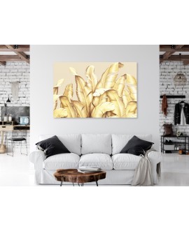 Obraz na płótnie canvas duży 120x80 złote duże tropikalne liście studiograf