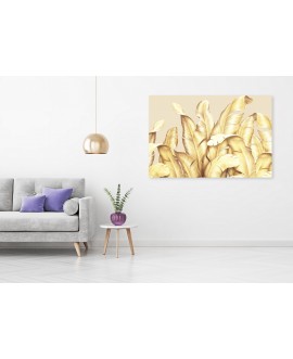 Obraz na płótnie canvas duży 120x80 złote duże tropikalne liście studiograf