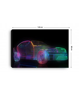 Obraz na płótnie canvas duży neonowy kolorowy samochód na czarnym tle 120x80 studiograf