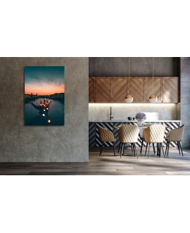 Obraz na płótnie canvas duży 120x80 dłoń światełka zachód słońca rzeka studiograf