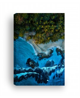 Obraz na płótnie canvas duży 120x80 błękitne fale morze plaża drzewa studiograf