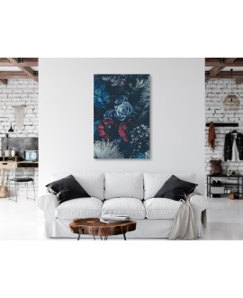 Obraz na płótnie canvas duży 120x80 błękitne róże czerwone kwiaty kompozycja studiograf