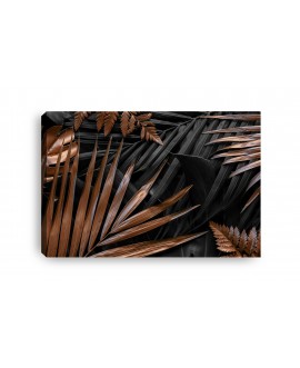 Obraz na płótnie canvas duży czarno złoto brązowe duże liście tropikalne 120x80 studiograf