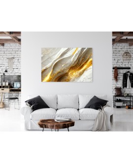 Obraz na płótnie canvas duży 120x80 złoto białe fale marmur studiograf