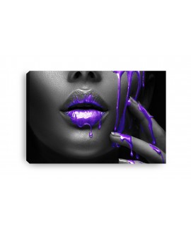 Obraz na płótnie canvas duży 120x80 kobieta twarz fioletowe usta łzy studiograf