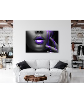 Obraz na płótnie canvas duży 120x80 kobieta twarz fioletowe usta łzy studiograf