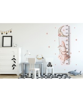 Naklejka na ścianę dla dzieci urocze pastelowe naklejki króliczek na huśtawce piwonie kwiaty studiograf