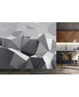 Fototapeta 3D na ścianę  na wymiar flizelinowa szare kształty szara geometria perspektywa studiograf