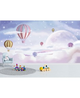 Fototapeta 3D na wymiar  flizelinowa dla dzieci dziecięca kolorowe balony różowe niebo studiograf