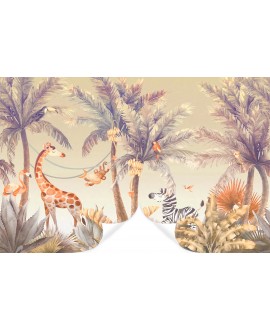 Fototapeta 3D na wymiar  flizelinowa dla dzieci dziecięca zwierzęta dżungla palmy studiograf