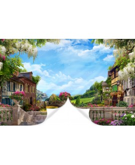 Fototapeta 3D na ścianę  na wymiar flizelinowa rajski widok architektura kwiaty studiograf
