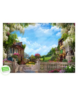 Fototapeta 3D na ścianę  na wymiar flizelinowa rajski widok architektura kwiaty studiograf