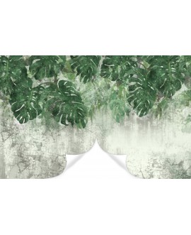 Fototapeta 3D na ścianę  na wymiar flizelinowa zielone liście monstera struktura beton studiograf