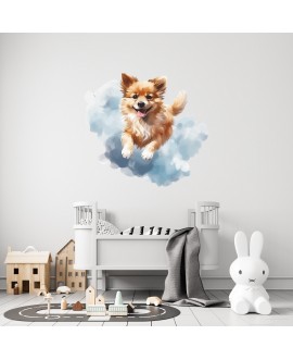 Naklejka na ścianę dla dzieci piesek w chmurach pies naklejka dla chłopca dziewczynki studiograf