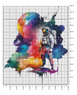Naklejka na ścianę dla dzieci astronauta kolorowy kosmos planety tęcza studiograf
