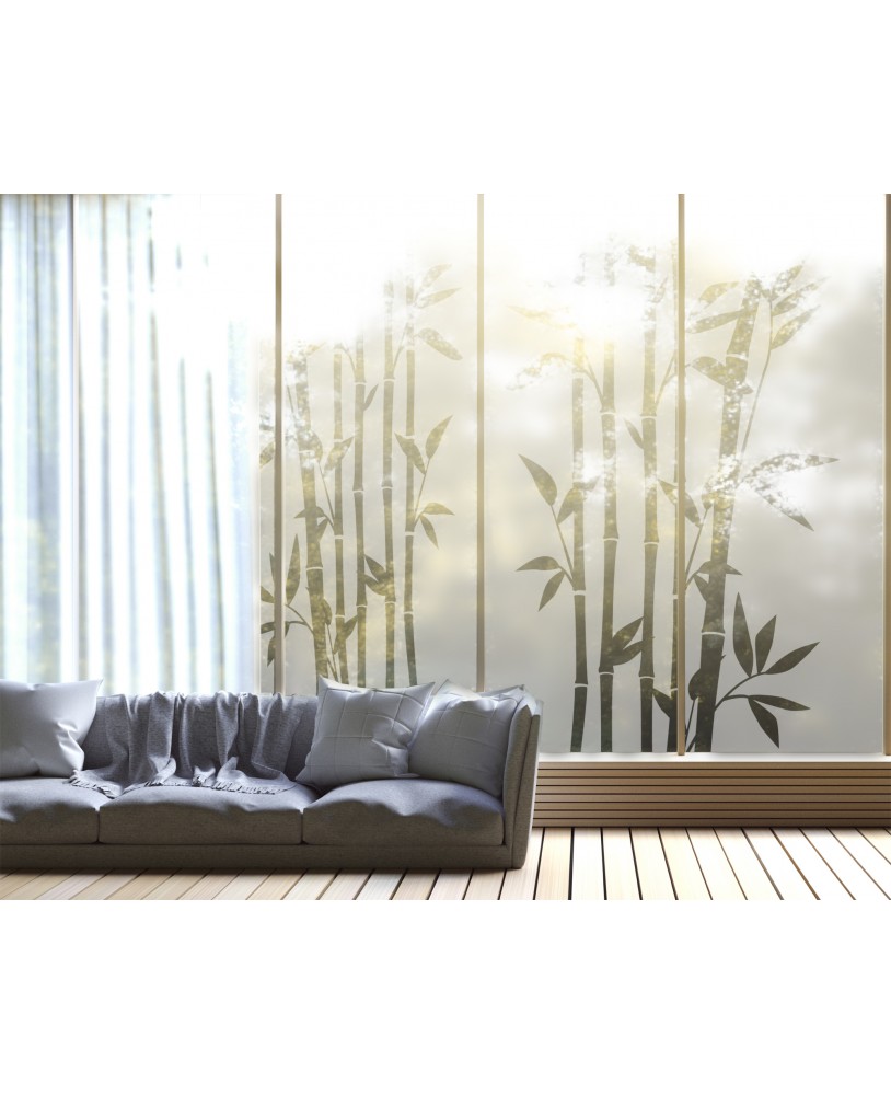 Folia mrożona matowa mleczna bambusy na wymiar na szyby studiograf