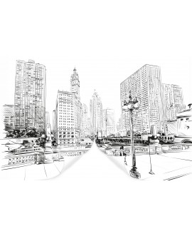 Fototapeta 3D na ścianę rysunek miasto czarno-biały komiks na wymiar flizelinowa studiograf