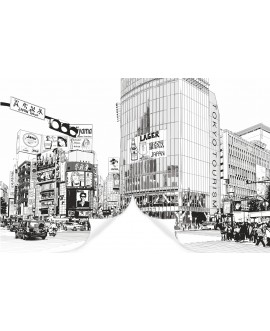 Fototapeta 3D na ścianę Tokyo miasto rysunek czarno-biały komiks  na wymiar flizelinowa studiograf
