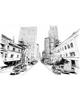 Fototapeta 3D na ścianę czarno-biały rysunek miasto komiks na wymiar flizelinowa studiograf