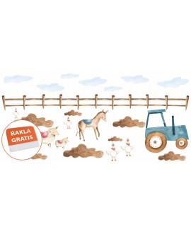 Naklejka na ścianę dla dzieci farma traktor zwierzątka