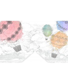Fototapeta 3D na wymiar  flizelinowa dla dzieci dziecięca kolorowe balony miasto szkic studiograf