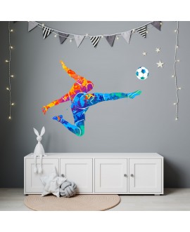 Naklejka naklejki na ścianę dla dzieci piłka nożna dla chłopca dla dziewczynki tęczowy piłkarz studiograf