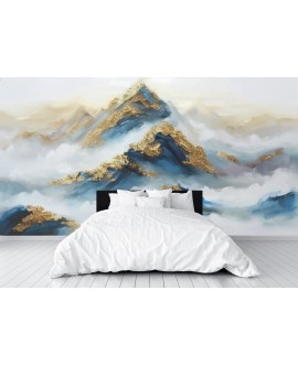 Fototapeta 3D na ścianę złote góry we mgle samoprzylepna tapeta na wymiar flizelinowa studiograf