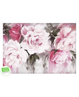 Fototapeta 3D na ścianę różowe piwonie malowane kwiaty samoprzylepna tapeta na wymiar flizelinowa studiograf