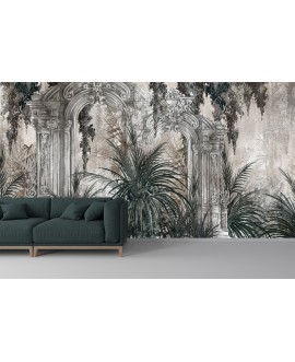 Fototapeta 3D na ścianę architektura łuk liście tropikalne palmy na wymiar flizelinowa studiograf