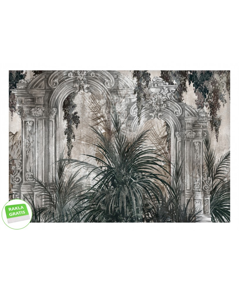 Fototapeta 3D na ścianę architektura łuk liście tropikalne palmy na wymiar flizelinowa studiograf