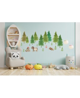 Naklejka na ścianę dla dzieci las niedźwiedzie drzewa studiograf