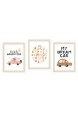 Zestaw 3 obrazków plakatów dla dzieci alfabet samochody angielskie hasła rysunkowe zwierzątka studiograf