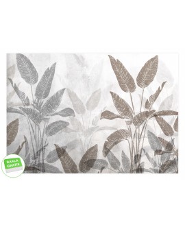 Fototapeta beton liście rośliny na wymiar przetarcia tapeta do salonu sypialni przedpokoju studiograf