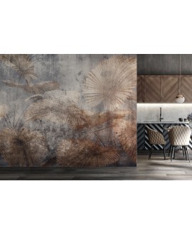 Fototapeta przetarcia beton rośliny liście na wymiar tapeta do salonu nowoczesna samoprzylepna strukturalna studiograf