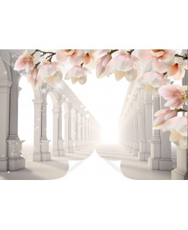 Fototapeta korytarz kolumn gałąź kwiaty na wymiar tapeta nowoczesna perspektywa samoprzylepna strukturalna studiograf