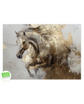 Fototapeta galopujący koń imitacja złoto na wymiar tapeta strukturalna gładka samoprzylepna abstrakcja studiograf