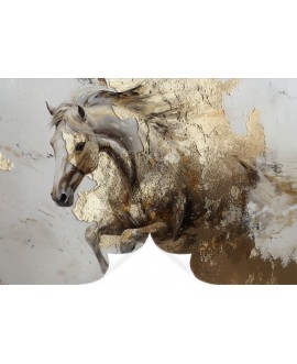 Fototapeta galopujący koń imitacja złoto na wymiar tapeta strukturalna gładka samoprzylepna abstrakcja studiograf