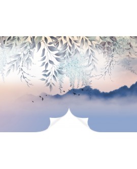 Fototapeta zwisające liście góry mgła na wymiar pastelowe kolory tapeta gładka samoprzylepna strukturalna studiograf
