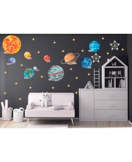 Naklejka na ścianę dla dzieci układ słoneczny planety naklejka edukacyjna kosmos studiograf