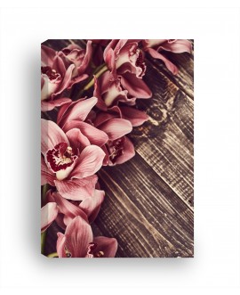 Obraz na płótnie canvas kwiaty orchidea storczyk drewno deski 120x80 studiograf
