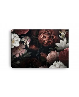 Obraz na płótnie canvas XL różowe białe bordowe kwiaty piwonie duży obraz kolorowe kwiaty studiograf