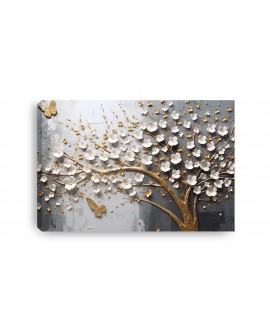 Obraz na płótnie canvas XL beton złote drzewo kwiaty motyle studiograf