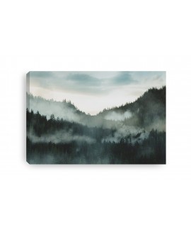 Obraz na płótnie canvas XL góry drzewa las we mgle grafika nowoczesny obraz hit studiograf