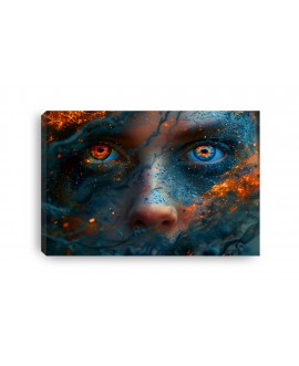 Obraz na płótnie canvas XL twarz oczy ogień dym żywe kolory magiczny obraz studiograf