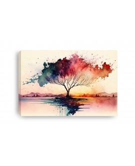 Obraz na płótnie canvas XL malowane kolorowe drzewo akwarela ciepłe kolory obraz do salonu sypialni przedpokoju studiograf