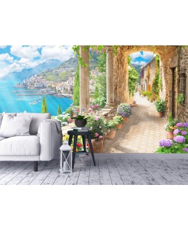 Fototapeta architektura miasto kwiaty korytarz na wymiar studiograf